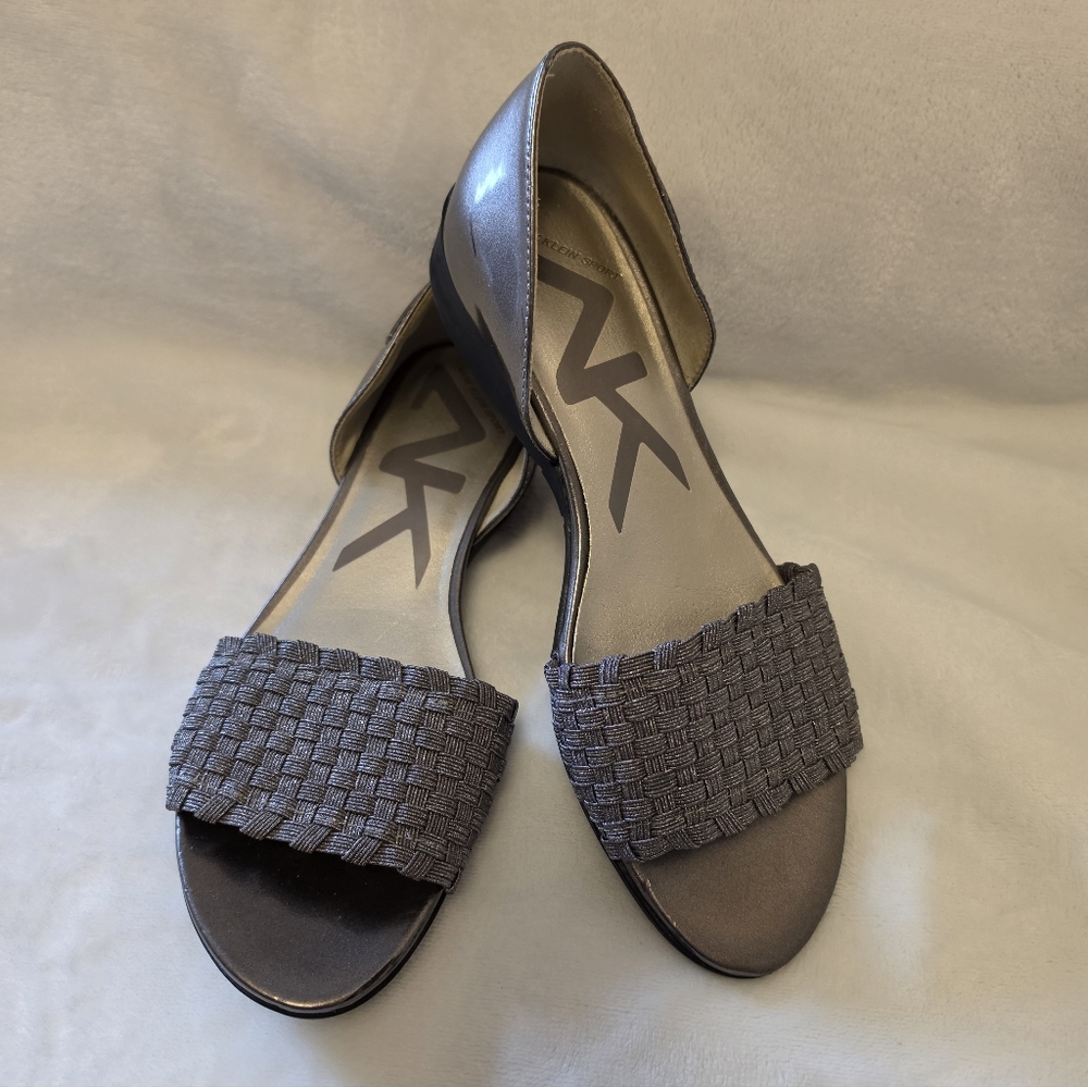 Anne Klein Sport Metallic Gray Flats